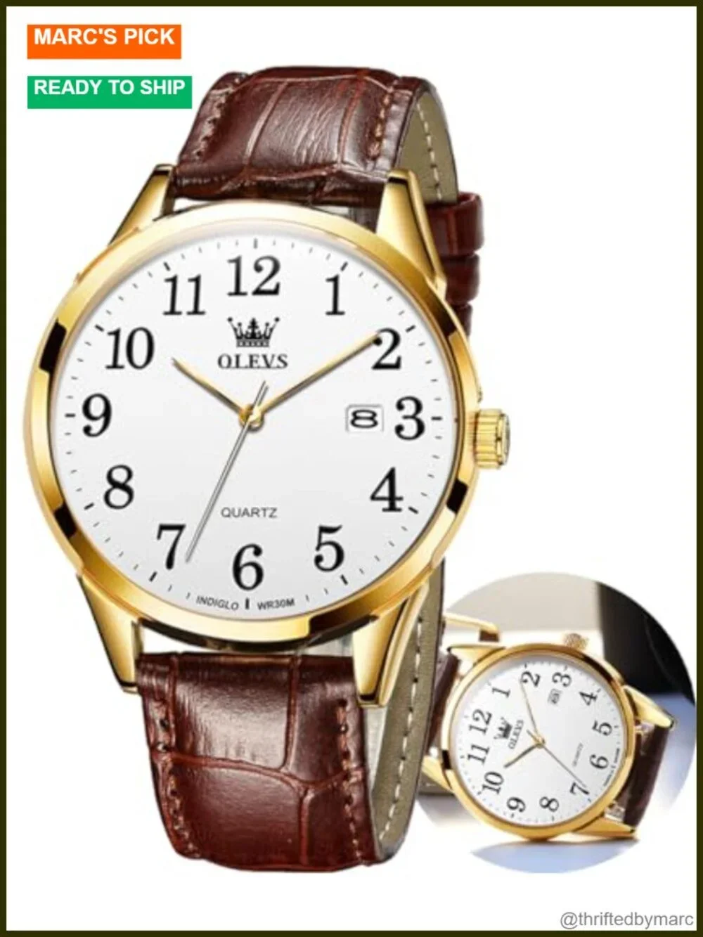Vintage Leather Band Dress Classic Easy Reader Arabic Numerals Analog Quartz